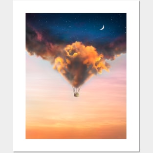 Cloudy Day/Night Balloon Posters and Art